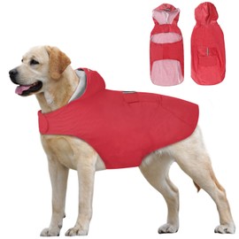 Idepet Dog Raincoat Hoodie with Collar Hole, Waterproof Dog Rain Poncho Reflective Dog Rain Jacket Windproof Hoodies for Small Medium Large Dogs