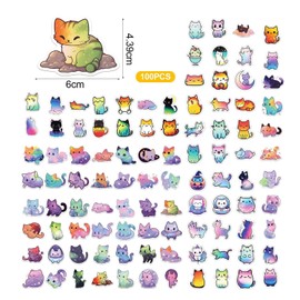 CYNOSURETECH 100 Colorful Cat Stickers, Cute Cartoon Stickers, Waterproof Stickers, Children'S Stickers, Creative Decorative Stickers