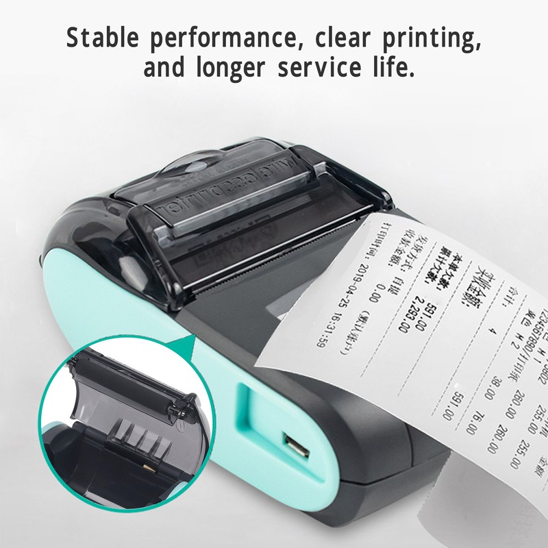 Bluetooth Thermal Printer 58mm Label Printer Pocket Printer 100‑240V for