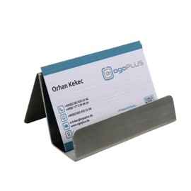 ogoPLUS Set of 2 Business Card Stand Brushed Stainless Steel Landscape / Business Card Holder Business Card Stand Advertising Office