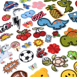 J.CARP 60Pcs Random Assorted Iron on Patches, Cute Sewing Applique for Clothes Dress, B