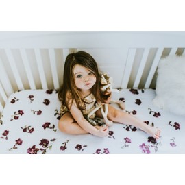 Margaux & May Muslin Cotton Crib Sheets, Purple Floral for Girls, Fitted, Breathable, Toddler Bedding, 52 x 28 Standard Size Crib Sheets Girl, Crib Sheet for Cozy Sleep