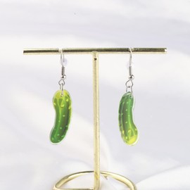 Funny Pickle Earring The Pickles Pickle Lover Gift Pickle Lover Earring Pickle Onesie Vegetable charm (Pickle-2)