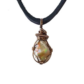 NEW Valor 835 Raw Opal Necklace, Fire Opal Necklace for Men, Antique Bronze, 24” Black Leather Cord, Gift for Men