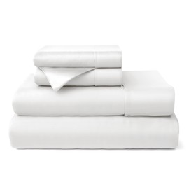 Cosy House Collection 100% Rayon Derived from Bamboo Bed Sheet Set - Cooling, Breathable, Silky Soft 4-Piece Deep Pocket Bedding Set (Full, White)