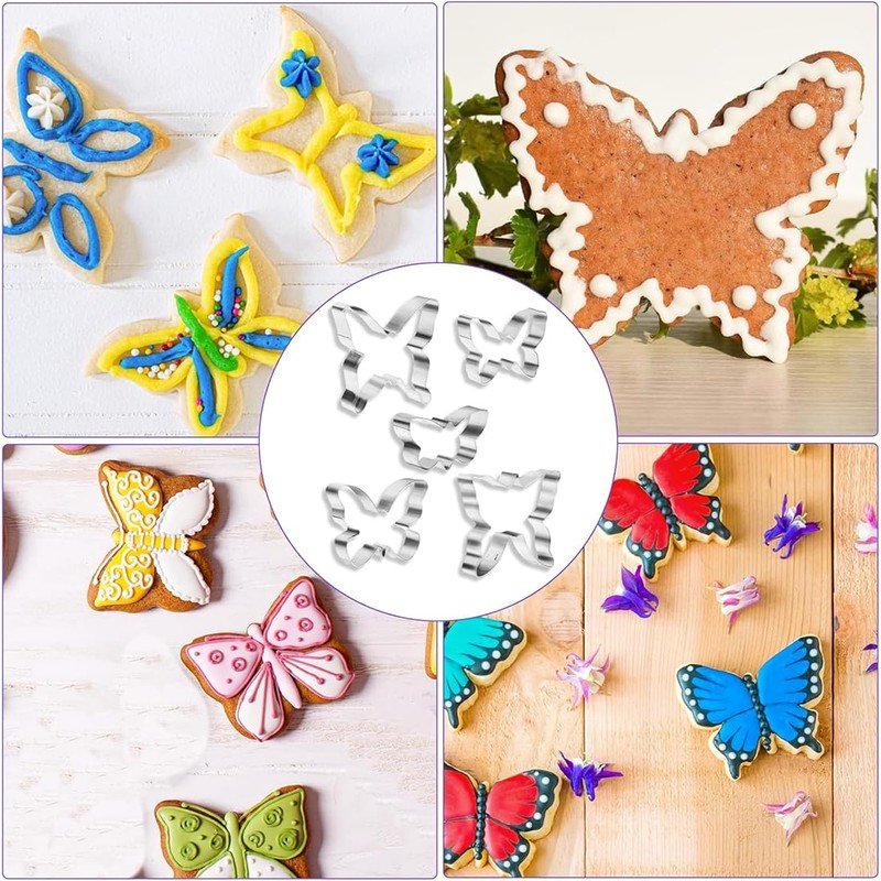 AORVYUI 5 Cookie Moulds Cute Butterfly Shape