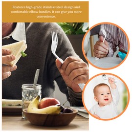 Utensils Angled Fork Spoon Adaptive Utensils Set Self Eating Utensils Curved Cutlery Utensil Assist Tableware for Adults Elderly Patient (Right-Handed)