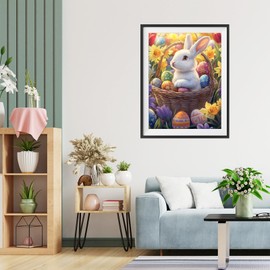 TOSTOG Diamond Painting for Adults Beginners, Diamond Painting Kits Full Drill Pictures Rabbit Easter 5D DIY Diamond Painting Set 30 x 40 cm for Wall Decoration