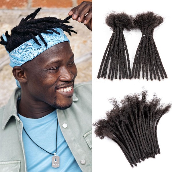 Originea 100% Real Hair Dreadlocks Extensions 4 Inch Afro Kinky Black 60 Strands 0.4 cm Fashion Crochet Braiding Hair for Men / Women (4 Inches, 60 Strands)