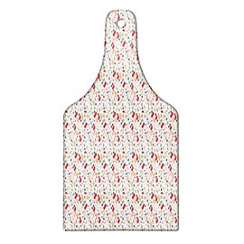 Ambesonne Hobby Cutting Board, Handcrafts Workshop Sewing Supplies Gloves Mittens Yarn Needles Scissors Doodle, Decorative Tempered Glass Cutting and Serving Board, Wine Bottle Shape, Multicolor