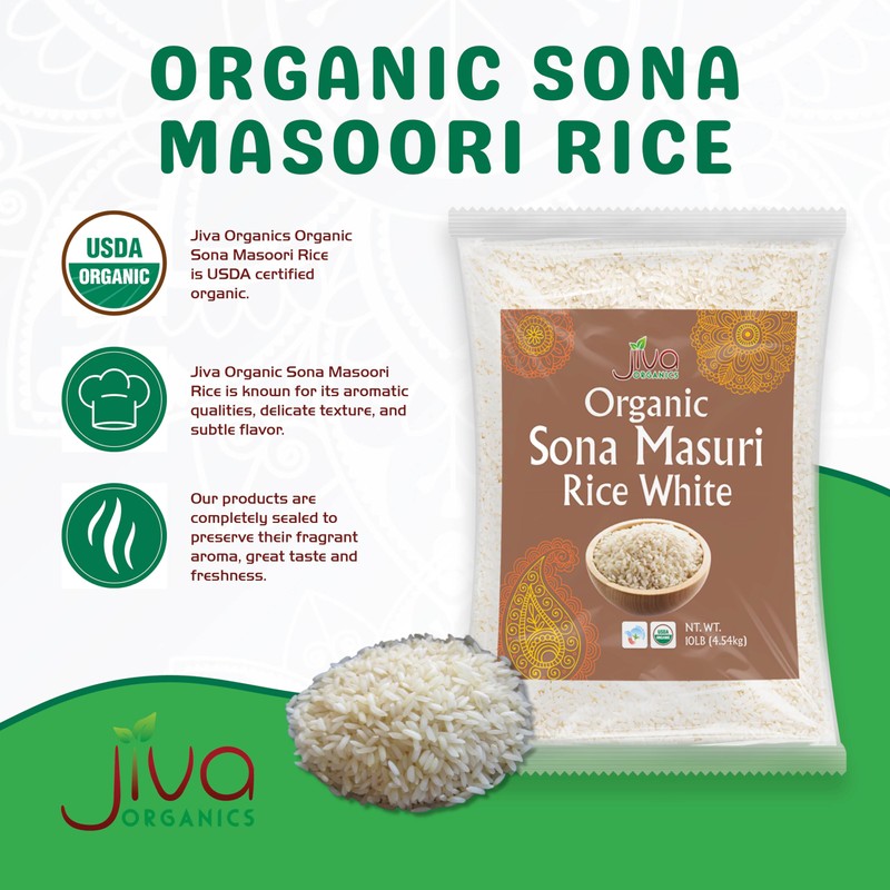 Organic Sona Masoori Rice 10 LB Premium Quality - India