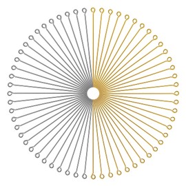 TOAOB 200pcs Eye Pins 2 Inch Brass Head Pins Findings Gold Silver 22 Gauge Open Head Pins for DIY Crafts Necklaces Bracelets Earrings Jewelry Making