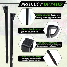 50 Pcs Landscape Edging Anchor Stakes,8.5 in Heavy Duty Plastic Border Stakes,Black Garden Anchoring Spikes for Paver,Edgings Garden Lawn, Fence Barrier