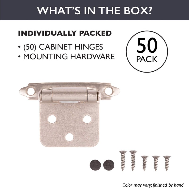 Self Closing Cabinet Hinges Satin Nickel, 50 Pack - Variable