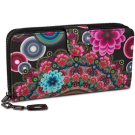 styleBreaker Women’s Wallet Purse With Zip, Ethnic Flower And Blossom Pattern, Vintage Design, 02040040 Multicolour