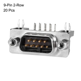 sourcing map D-sub Connector Male Plug 9-pin 2-row Right Angle Port Terminal Breakout for Mechanical Equipment Pack of 20