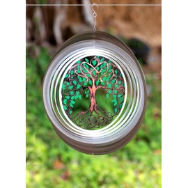 ISEO Tree of Life Wind Spinner for Yard and Garden, Hanging Outdoor Decor, Yard Art, Porch and Patio Decorations, Metal Wind Spinners Outdoor, Weather Resistant, 6.5”