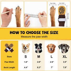 Newthinking 2 Pair Dog Socks Paws Stop Licking, Anti Slip Dogs Socks with Grips and Adjustable Strap, Indoor Dog Shoes for Large Medium Small Dogs Injured Paw Protection (Brown, X-Large)