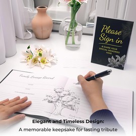 Funeral Guest Book Set Memorial Sign in Memory Book with Pen, Table Sign & Photo Double Sided Tape, Thoughtful Remembrance Keepsake for Funerals, Memorial Services, and Celebration of Life Events