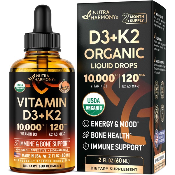Vitamin D3 K2 USDA Organic Drops - Vitamin D3 10000