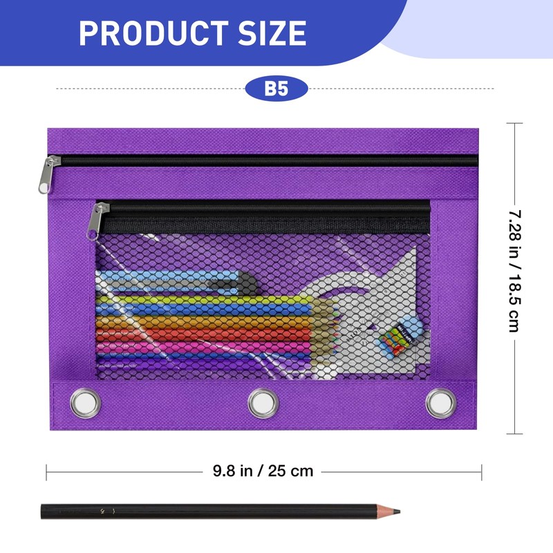 ASBEFORE Pencil Pouch 3 Ring Binder: 3 Ring Binder Pencil