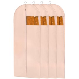 Perber 65'' Dress Bags for Gowns, 4 Pack Pink Garment Bags for Hanging Clothes, Dress Garment Bag Women, Long Dress Cover for Coats, Dresses, Uniforms