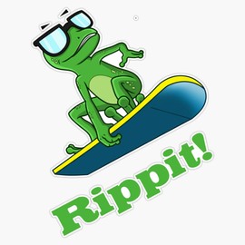 Cool frog on a snowboard. Bumper Sticker Vinyl Decal 5 inches