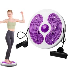 Waist Twisting Disc, Waist Whisper with Resistance Bands and Foot Massage, Body Shaping Waist Whisper Twisting Disc Board, Waist Trainer Machine for Exercise and Toning Workout (Purple)