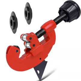 Anmxkoo Pipe Cutter Tool, Professional Copper Pipe Cutter with 2Pcs Spare Blade, Quick and Clean Cuts, 1/8 to 1-1/4 Adjustable Mini Pipe Cutter for Aluminum, Copper, Thin Stainless Steel Pipe