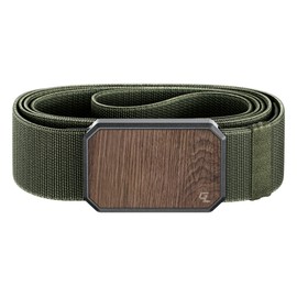 Groove Life Groove Belt OG Walnut/Base Camp Green - Men's Stretchable Nylon Belt with Magnetic Buckle - Adjustable and Comfortable for Fitness, Outdoor, and Everyday Wear - Size X-Large (41-50")