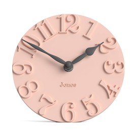 Jones Clocks® Hampstead desk clock | Freestanding | Rose pink | Elegant raised moulded numerals | Ideal for shelf mantel living room home office or bedside