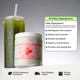 Kiala Nutrition Super Greens, Organic Greens Powder with Spirulina & Chlorella for Digestion, Gut Health, Immunity & Energy, Vegan, Miami Vice:_Watermelon Slush