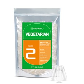 WANANFU Vegan Empty Capsules Size 2 (Pack of 500), Empty Capsules for Filling, Compatible with Capsule Filler Size 2