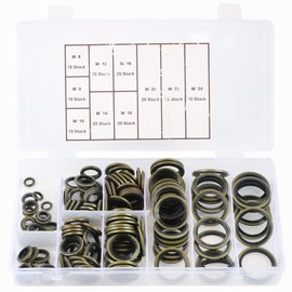 MaxAwe Pack of 150 M6-M24 Hydraulic Sealing Rings with Rubber Lip, Oil Drain Plugs Bonded Seals, Sealing Rings Assortment with Storage Box