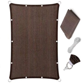 Eden's Decor Straight Flat Edge Sun Shade Sail with Grommets, Pergola Shade Cover Outdoo Sun Shade, Patio Shade, Deck Shade(Brown, 9' X 12')