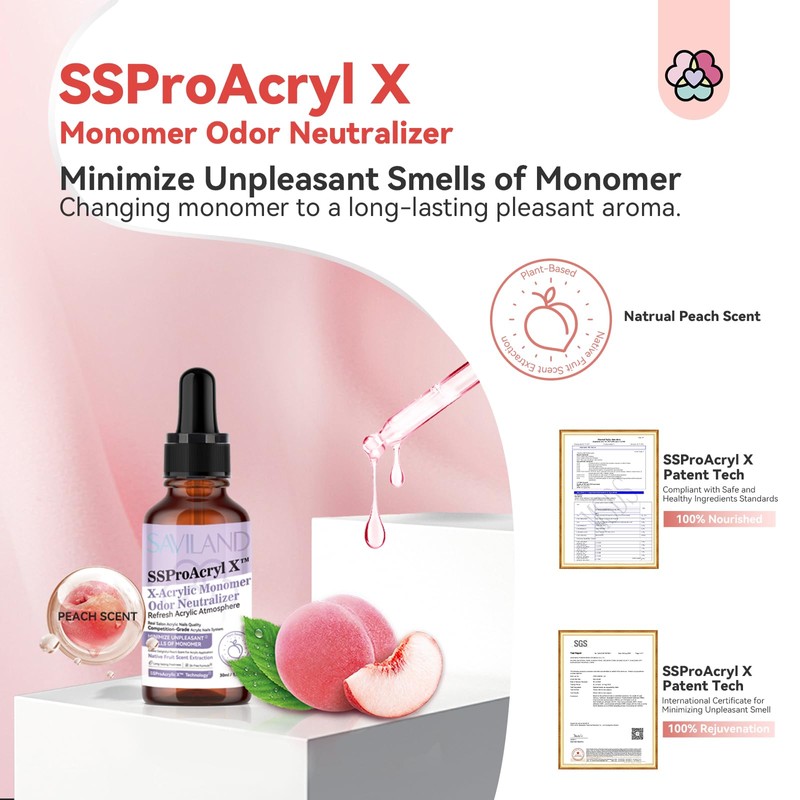 SAVILAND Acrylic Liquid Monomer Odor Neutralizer: 30 ml Peach Scent