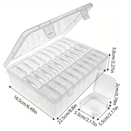 AIMALL 30 Grid Clear Plastic Storage Box with 5.5 Small Square Compartments, Desktop Organizer for Jewelry, Beads, Craft, and Home Storage (8.8 x 6.49 x 2.27 inches)