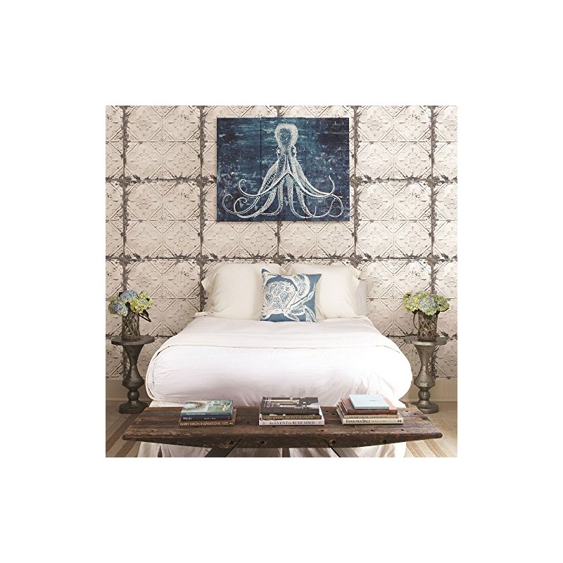 Fine Decor Tin Tile Wallpaper Urban Prints Metallic Metal Modern