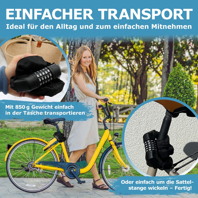 WIDDER Bicycle Lock with Combination Code [Extra Large Number Wheels,