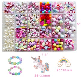 Juznoy Beads for Threading, DIY Bracelets, DIY Children Birthday Gift, for Girls (3 Grid Beads, 2 Grid Letter Beads)