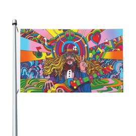 BOXIMIAO Psychedelic Hippies Music Flag 3x5 Ft Outdoor Polyester Garden Flag Double Sided Banner For Yard Lawn Porch Balcony Home Decorations
