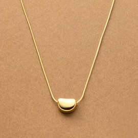 Cream Dot Women's Necklace, Popular, Stainless Steel, All-Day Wear, Surgical Stainless Steel, Short, Snake Chain, Beans, Puffy, Metal, Deformed