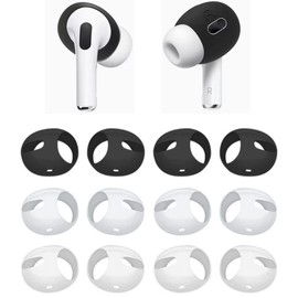 Rqker Fit in Case Eartips Compatible with AirPods Pro 2 2nd Generation 2022, 6 Pairs Anti Slip Soft Silicone Earbuds Covers Ear Tips Fit in Case, Compatible with AirPods Pro 2, Black/White/Clear
