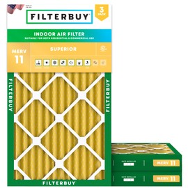 Filterbuy 17x25x2 Air Filter MERV 11 Allergen Defense (3-Pack), Pleated HVAC AC Furnace Air Filters Replacement (Actual Size: 16.50 x 24.50 x 1.75 Inches)