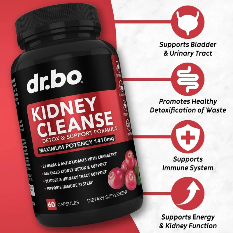 Dr. Bo Kidney Cleanse Limpieza De Riñones Detox 60 Cápsulas