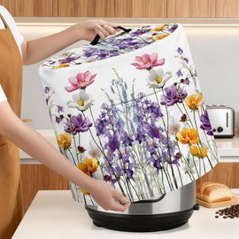 Kitchen Appliance Dust Cover for 6 Quart Instant Pot, Crock Pot, Pressure Cooker, Air Fryer - Decorative Dust Cover with Top Handle & Storage Pockets (Multicolored Wildflowers, 6 Quart)