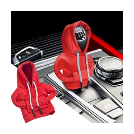 BELOMI Car Gear Shift Cover, Fashionable Hoodie Automotive Gear Shift Knob Protector, Mini Sweater Shirt Gear Shift Knob Cover, Universal Car Decor Accessories (Red)