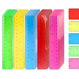 50 piezas de reglas de 6 pulgadas con pulgadas y centímetros a granel, regla de plástico en colores surtidos, regla transparente, reglas transparentes