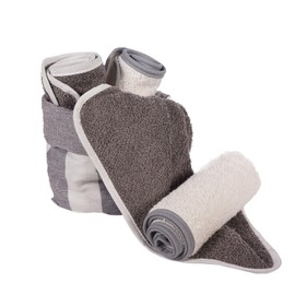 MyVorrei 100% Cotton Bath Towel Set | Basket with Frill Cotton Line and 4 Washcloths 30 x 30 cm | Sponge 450 g Square Meter