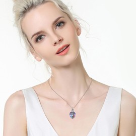 PELOVNY Cardinal Urn Necklace S925 Sterling Silver Heart Crystal Cremation Necklaces for Ashes Memorial Jewelry for Women